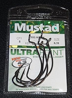 5 Pack Mustad Ultra Point 38104NPBN-60 Big Mouth Tube Baits Hooks Size 6/0