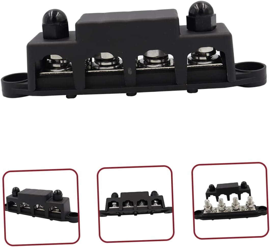 2Pcs Bus Bar Distribution Block Stud Power Terminal with Abs Cover for Boat Car Rv High Conductivity Battery Bus Bar