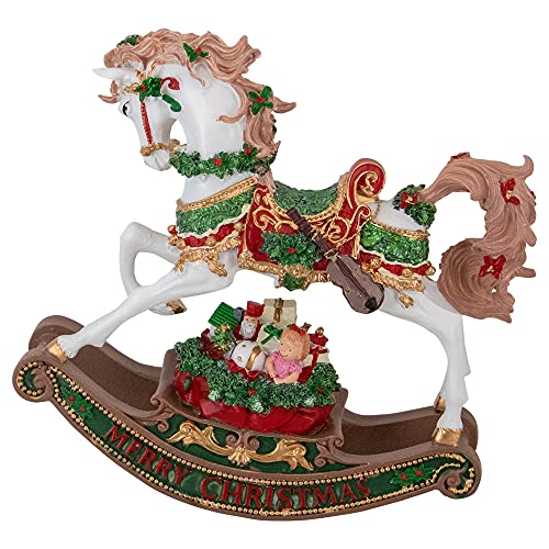9\" Musical Merry Christmas Rocking Horse Figure