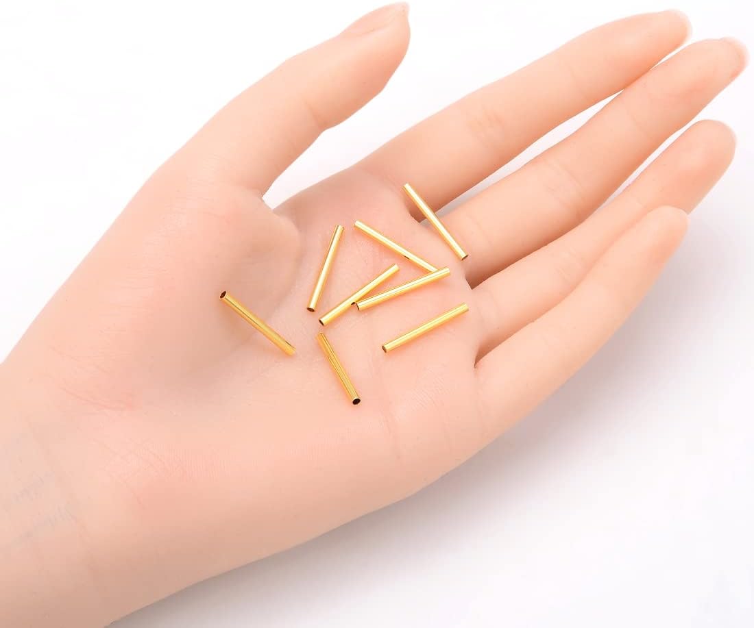 200pcs Adabele Tarnish Resistant Straight Tube Loose Beads 20mm 18K Yellow Gold Plated Spacer (Hole 1.2mm) for DIY Craft Jewelry Making BF29-2