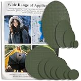 SYLVASS 12PCS Down Jacket Repair Patch, Waterproof Self-Adhesive Nylon Patches for Puffer Jackets, Tents, Sleeping Bags, Raincoats (Army Green)