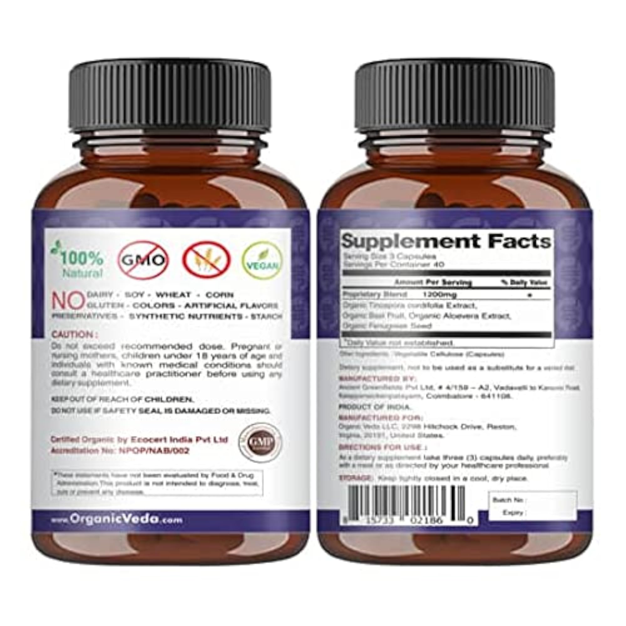 Organic Veda Gut Health Veg Capsules, Digestive Support
