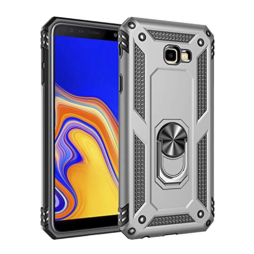 Compatible with Samsung Galaxy J4 Plus / J4+ Cover,Compatible with Samsung Galaxy J4 Prime / J4 Core Phone Case with Ring Stand 2 in 1 Cases Cover Silver
