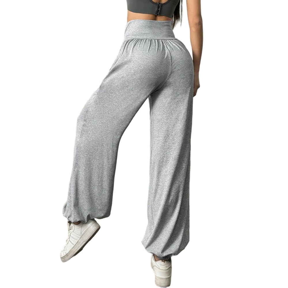 JJDFW legginsy damskie z wysokim stanem latarnia spodnie z mankietami wygodne i oddychające spodnie do tańca siłownia fitness jegginsy