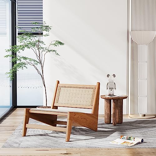 HAOBO Home Rattan Chair Mid Century Modern Accent Chair for Reading Living Room Home Bedroom
