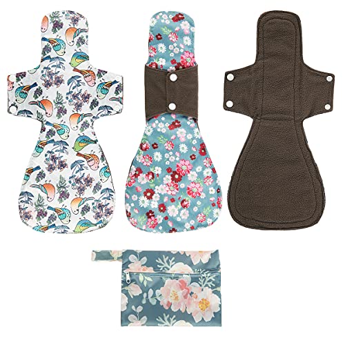 Image of Washable Cloth Menstrual Pads /Mama Cloth /Reusable Sanitary Pads (Rose, 16 inch /Overnight)
