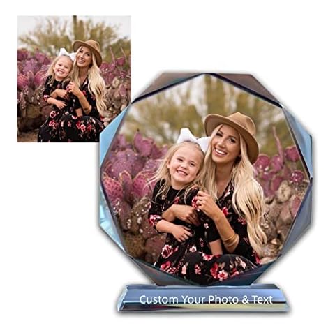 LG LOUIS GARDEN Custom Crystal Photo, Personalized Gifts For Mother's Day Birthday Wedding, Customizable Pictures & Text, Glass Picture Photo Gifts For Men And Women Cover