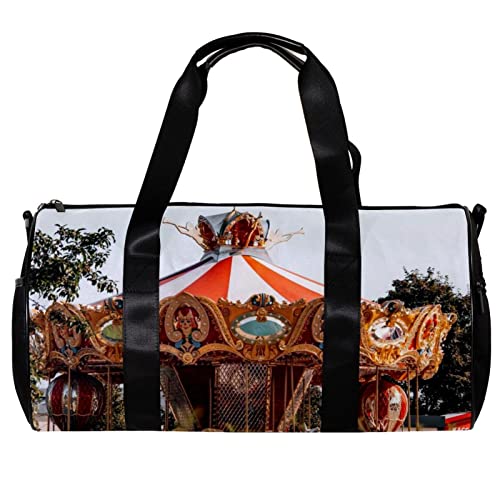 Deportes Duffel Gym Bag Carrusel tema 59, Multicolor, 45x23x23cm/17.7x9x9in, Personalidad Cover