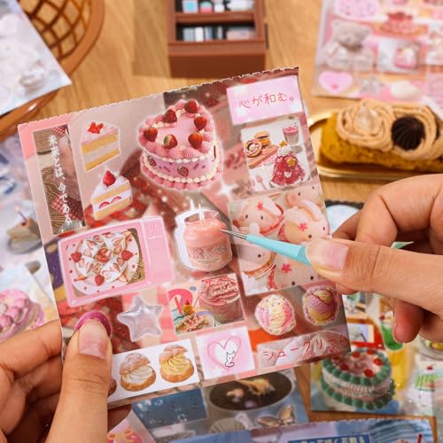 Image of Girl's Japanese Retro Sticker Book, Food and Daily Life Theme - 650+ Cute Old Showa Style Foodie Stickers, for DIY Scrapbooking Journaling Handbook Decoration
