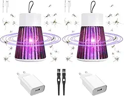 Kit com 2 Luminárias Abajur Mata Mosquito Repelente Elétrico, Armadilha Luz Ultravioleta Choque, Lâmpada Inseticida LED UV USB