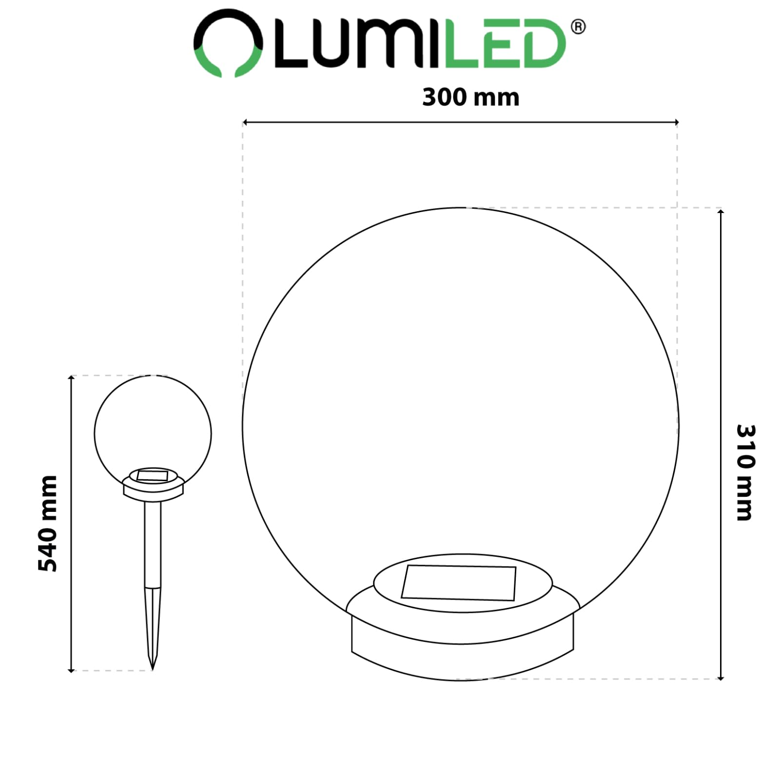 Lumiled 4 Stück Solar Kugelleuchte Gartenleuchte mit Erdspieß Solarlampe Dämmerungssensor IP44 Warmweiß Rauchgrau Ø30 cm Wegeleuchte für Garten Terrasse Weg