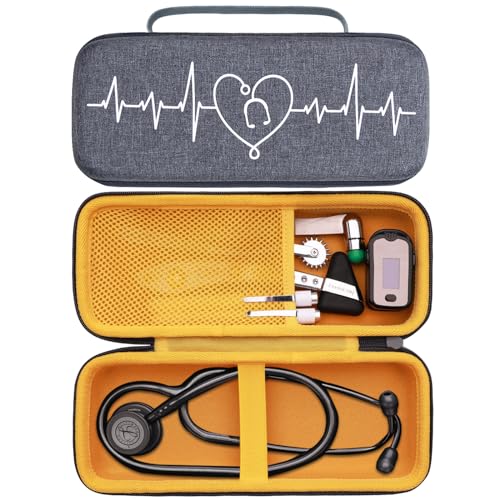 Image of LTGEM Stethoscope Case for 3M Littmann Cardiology III,II,IV,3M Littmann Master Cardiology /MDF MDOne Stainless Steel Stethoscope Nurse Accessories and Medical Equipment (Grey Outer+Yellow Inner)