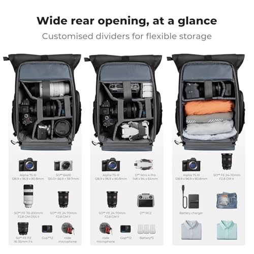 Mochila para cámara K&F CONCEPT con compartimento para laptop 15.6" miniatura 2
