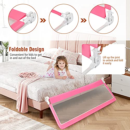 Honey Joy Bed Rail For Toddlers, 71-In Extra Long, Portable Safety Bed Guardrail W/Double Safety Child Lock, Foldable Baby Bed Rail Guard, Fit King & Queen Full Twin Size Bed Mattress(Pink, Pack 1) #TOP4