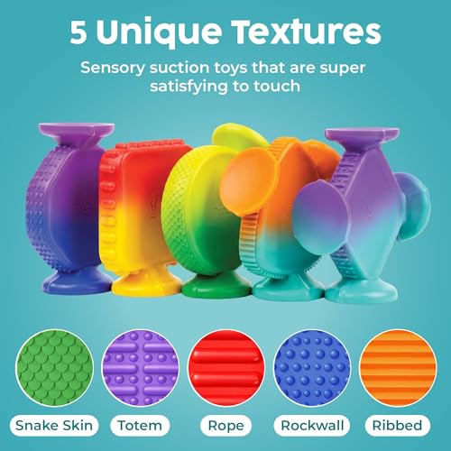 Image of BUNMO Big Shapes Color-Changing Textured Suction Bath Toys for Toddlers 1-3 (10 Pack), Extra Large Silicone Bathtub Toys, BPA-Free Suction Cup Toys, Bath Toys for Kids Ages 1+, Sensory Bath Toys