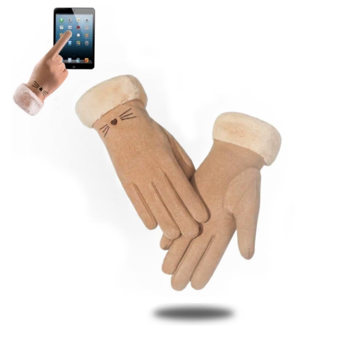 Tomorrow Women Cute design Plush Fur Cuff Winter Gloves Windproof Cold Resistant Warm Snuggle Season | Gloves : Cozy Comfort, Touchscreen Magic (Winter's Luxe Essential)-image-37
