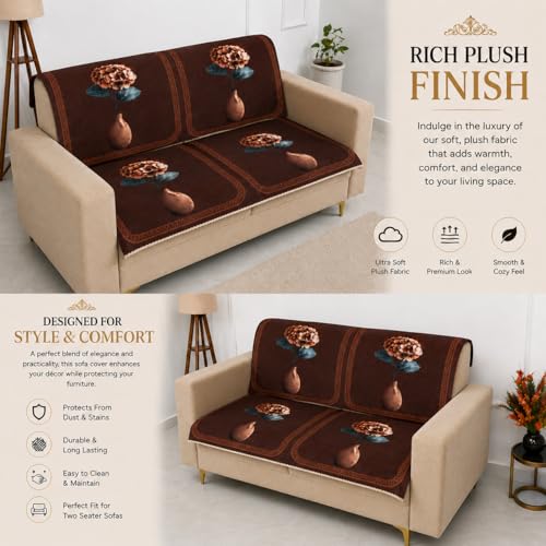 Image of Homerz Premium 'Luxe Series' Holland Velvet Sofa Cover | Smooth Finish | Anti-Skid Fleece Backing | Soft Touch Couch Protector for Living Room (Vase, 2 Seater, Seat Cover with Backrest)