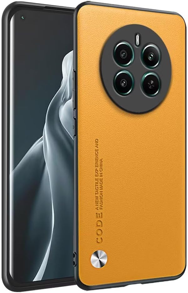 HONLEN Case for Realme 12 4 G / Realme 12+ 5 G / Realme 12Plus 5 G 6.67 inches Business Phone Case Leather with Back - Yellow