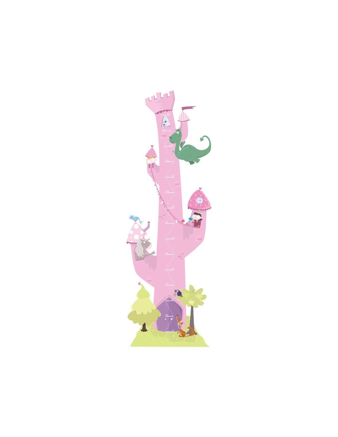 Sticker toise princesse tour rose solution déco rapide pour mur de chambre