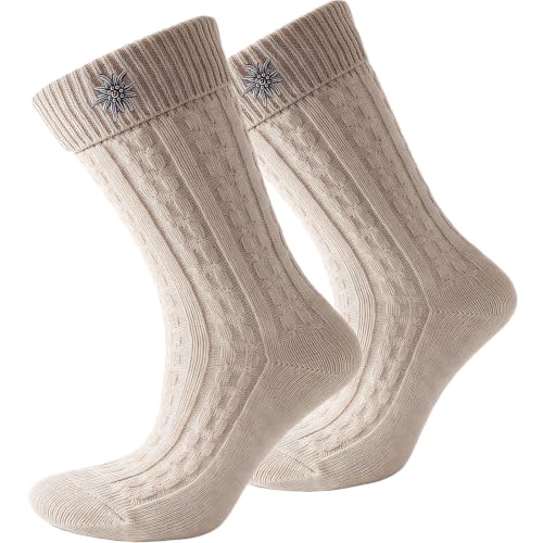 Trachtensocken Herren und Damen, Oktoberfest Socken mit Edelweiß-Pin