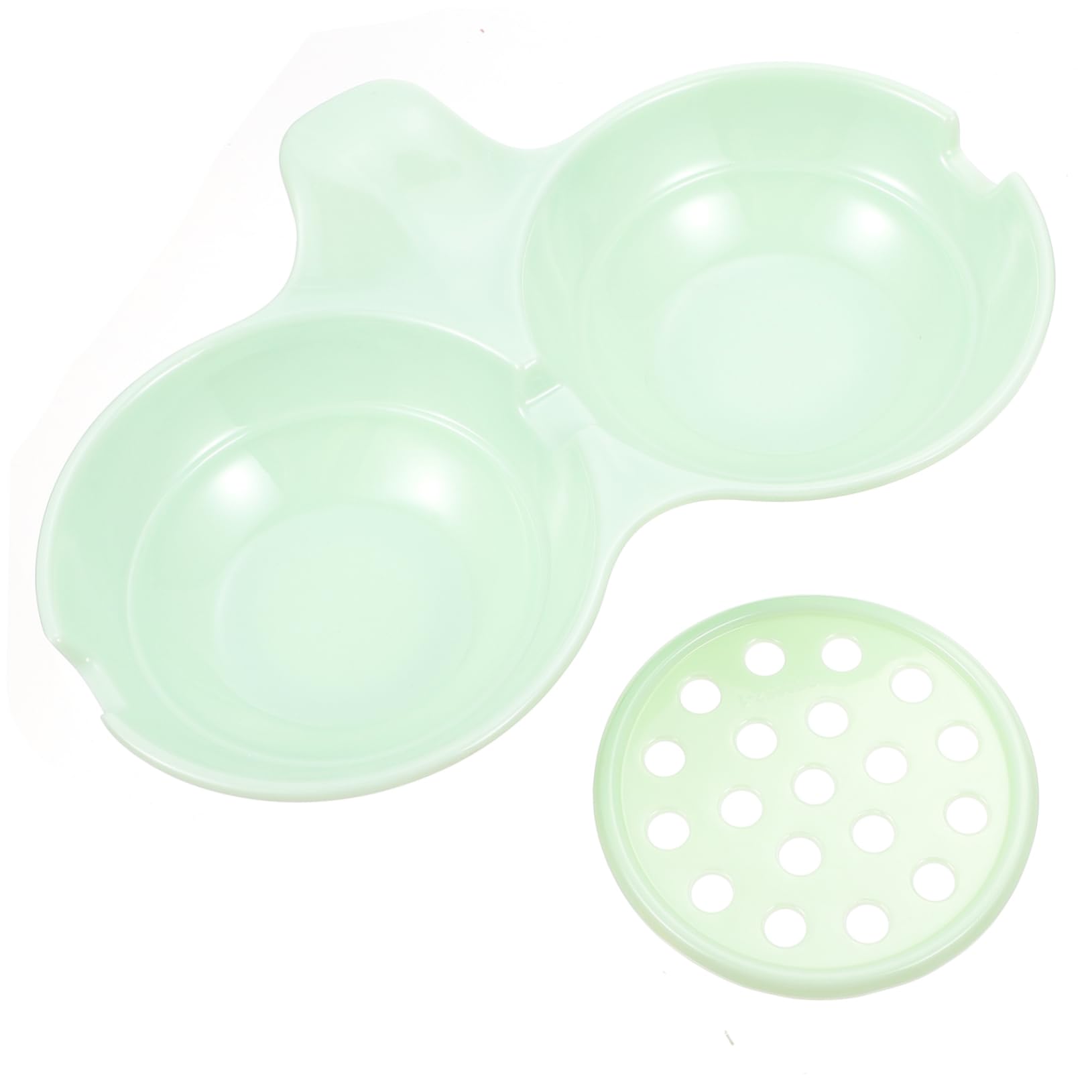 Healifty 1Pc Double Compartment Seasoning Dish Elegant Sauce Dipping Plate with Oil Draining for Spices Hot Pot Kitchen Restaurant and Housewarming