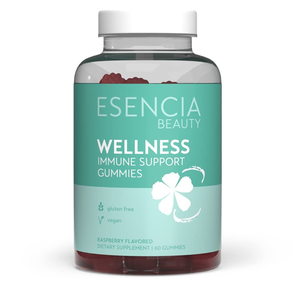 Esencia Beauty Immunity Support Gummies (Wellness) | with Antioxidants | Vitamin C, Zinc Citrate & Elderberry | Vegan, Gluten-Free | 60 Count