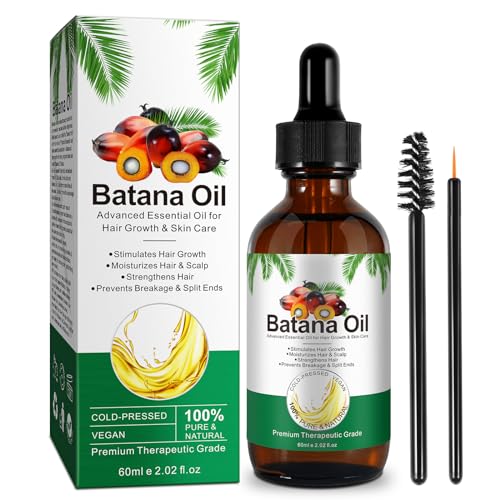 Batana Öl 60ml - 100% Reines Kaltgepresstes Haaröl für Haarwachstum - Stärkt Haar & Reduziert Spliss - Mit Vitamin E & Antioxidantien - Natürliche Haarkur