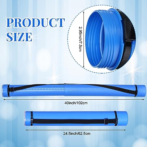 Image of Ireer 6 Pcs Expandable Poster Tube with Strap for Documents Artwork Container Poster Transport Map Holder Tube Blueprint Storage Carrying Case for Architect Teacher Student 24.5'' to 40'' (Blue)