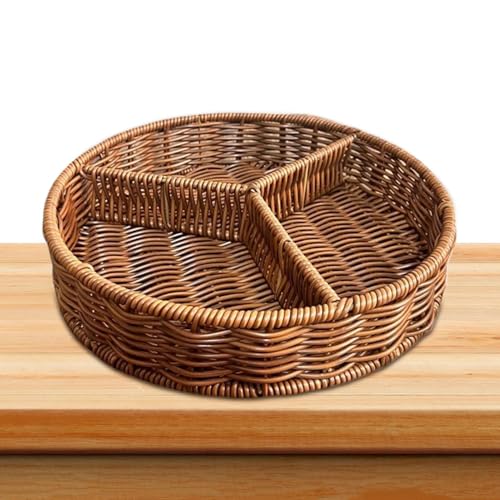 Peel Pálido, Cáscara De Servicio Decorativa - 3 Rejillas Redondas Nueces - Cáscara De Servicio, Organizadores Reutilizables del Pequeño Reductor, Cesta De Frutas De Sauce Compartido Para El Hogar