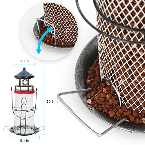 Wild Bird Feeder With Solar Led Light Portable Hanging For Garden Lantern Light Bird-House Yard Decoration Seed Feeder (Bird Feeder With Extended Perches) #TOP1