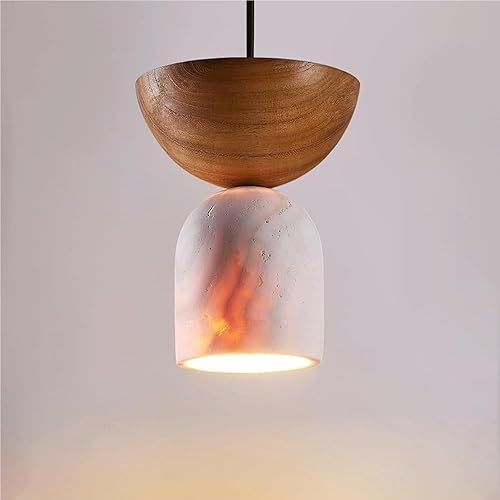 Dining Room Pendant Lights Fixtures Modern Cylinder Yellow Travertine Chandeliers Japanese Style Vintage Solid Wood Hanging Lamp for Kitchen Island