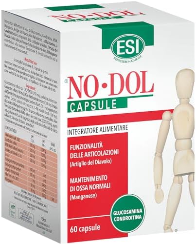ESI - No-Dol, Integratore Alimentare a Base di Glucosamina e Condroitina, con Artiglio del Diavolo e Aloe Vera, a Sostegno delle Articolazioni e Cartilagini, Senza Glutine, 60 Capsule Generico - integratore