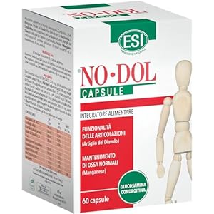 ESI – No-Dol, Integratore Alimentare a Base di Glucosamina e Condroitina, con Artiglio del Diavolo e Aloe Vera, a Sostegno delle Articolazioni e Cartilagini, Senza Glutine, 60 Capsule