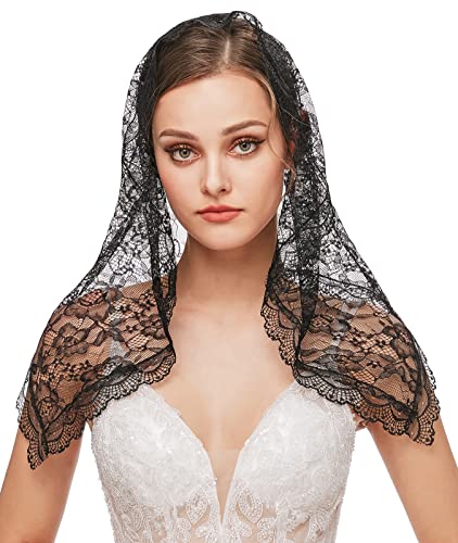 FEOYA Voile Chretien Femme Voile D'église Mantille Catholique Foulard Écharpe En Dentelle pour Mariage Messe Latin Prier Ceremonie C1 FEOYA Voile Chretien Femme Voile D'église Mantille Catholique Foulard Écharpe En Dentelle pour Mariage Messe Latin Prier Ceremonie C1