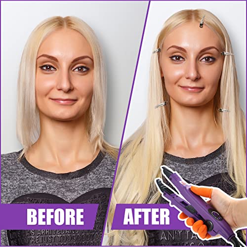 Hair Extensions Iron Fusion Keratin Hair Extensions Heat Tool Heat Connector Wand With Fusion Glue Protector Templates Hair Clips Finger Protector 2 Bags Keratin Glue Granule Beads(Purple,) #TOP4