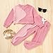 TITKKOP Pink 2pcs Toddler Color Block Clothes, Long Sleeve T-Shirt Tops, Sporty Fashion Outfits for Baby Girl/Boy, Solid Color Fall Winter Outfits (3-4 Years)