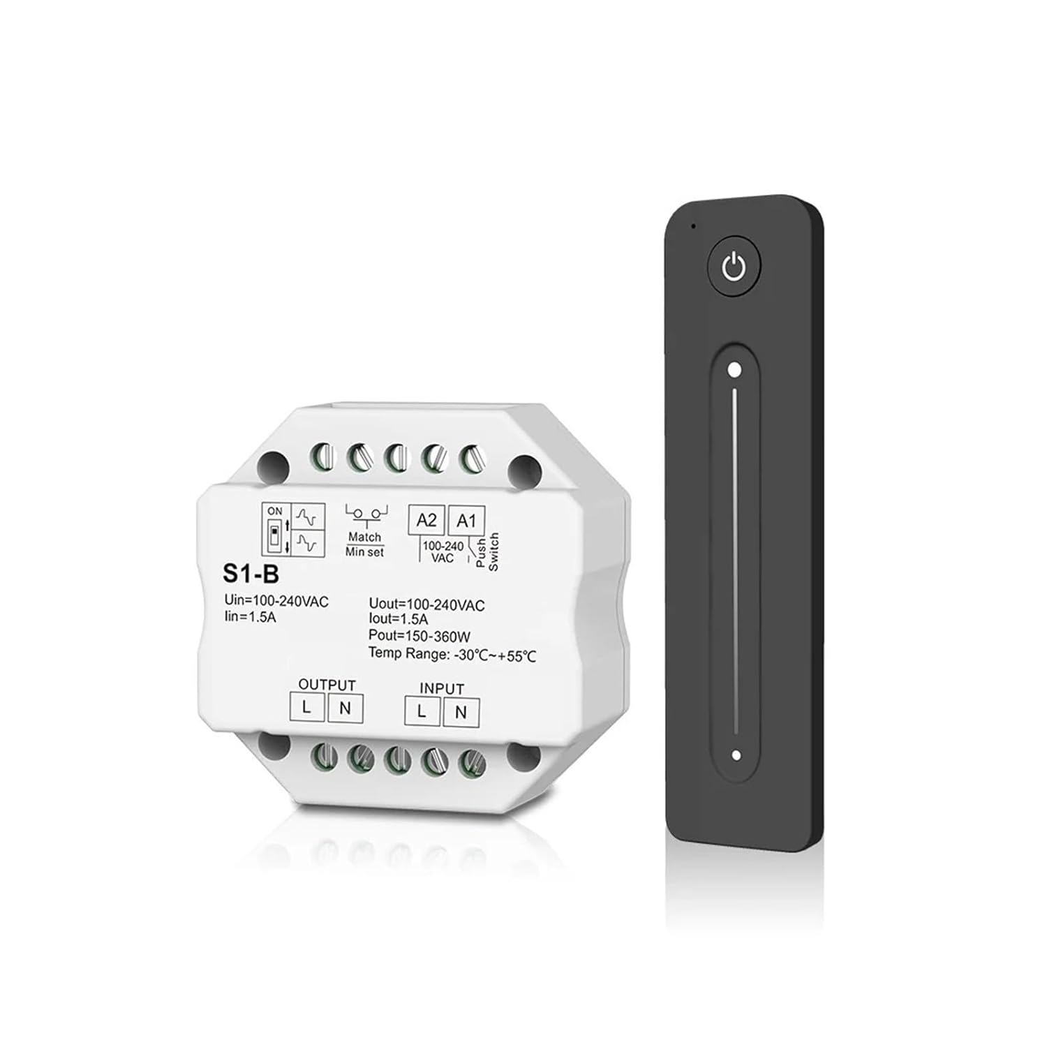 S1-B LED Dimmer 220V 2.4G R11 Remote Control Thyristor Dimmer AC 230V Push-to-Dimmer Switch LED Bulb(S1-B and R11 Set)