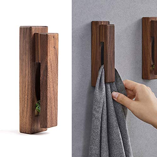 Phefop Wood Towel Hooks,Self Adhesive Vintage Towel Holder with Draining Technology,Stylish Towel Clip for Kitchen Bathroom,Easy to Use for Tea Towel,Hand Towel,Bath Towel,Bath Cloth