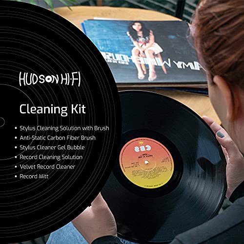 Hudson Hi-Fi Turntable Cartridge Stylus Alignment Protractor Kit Bundled With Vinyl Record Cleaning Kit #TOP4