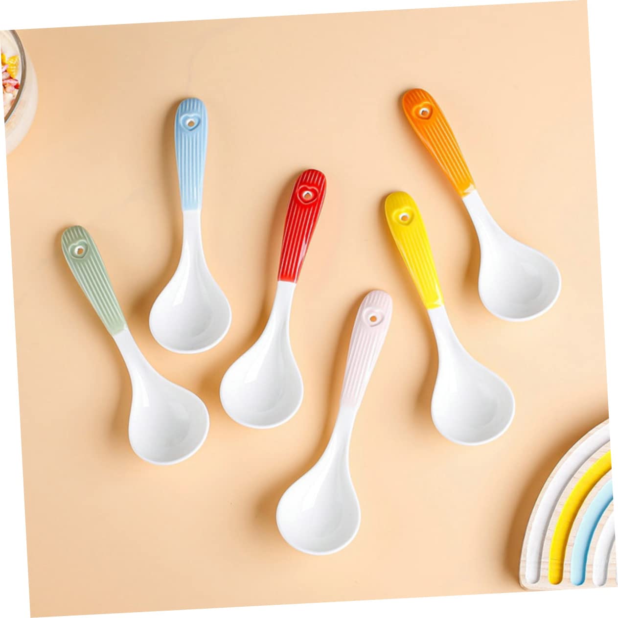 Lot de 6 Cuillères à Soupe en Céramique pour Maison et Restaurant