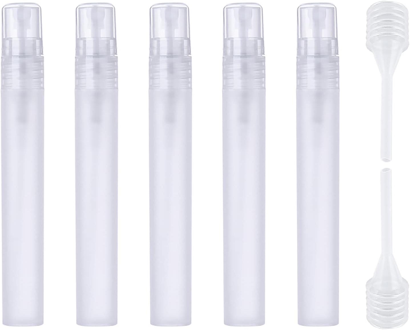 10ml Refillable Travel Spray Bottle Frosted Slim Body Perfume Atomizer Pocket Mini Fine Mist Spritzer Bottle Empty Liquid Pump Spray bottle for Sanitizer Hair Face Makeup Home Cleaning Plant w/ Filler
