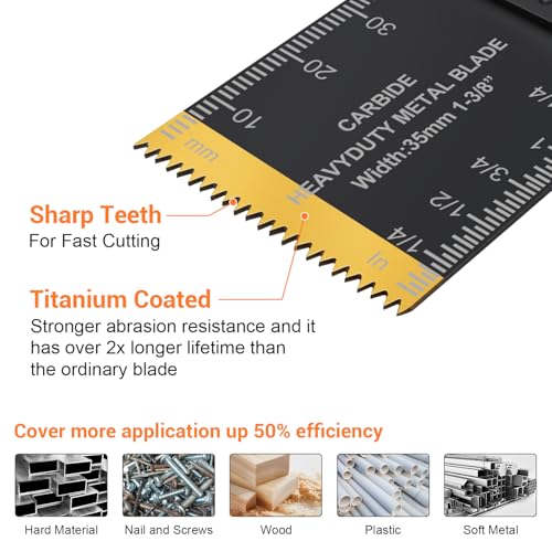 Image of PECHAM 11PCS Titanium Oscillating Tool Blades, Universal Oscillating Multitool Blades Metal Cutting Quick Release for Hard Material Metal Nails Wood Plastic fit More Oscillating Tools