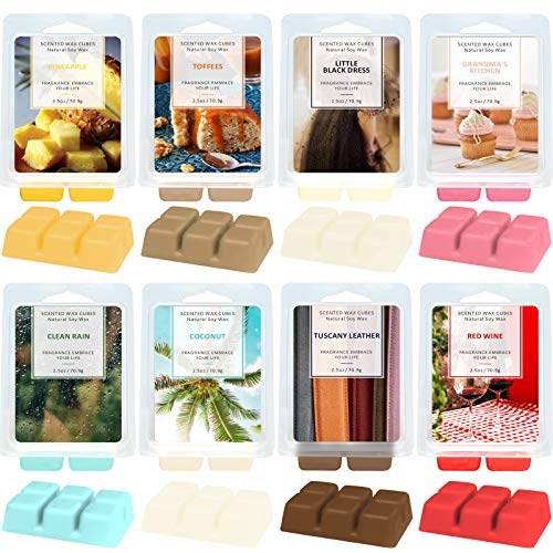 LA BELLEFÃ‰E Wax Melts, Food Scent Wax Cubes of Pineapple Coconut, Valentines Day Gifts Wax Cubes for Scented Wax Warmer, Soy Wax Cube Melts for Home Removing Odors, Variety Pack, 8 Packs X 2.5 oz