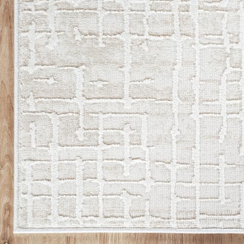 Tapete beige estilo geométrico 5x8 para dormitorio miniatura 6