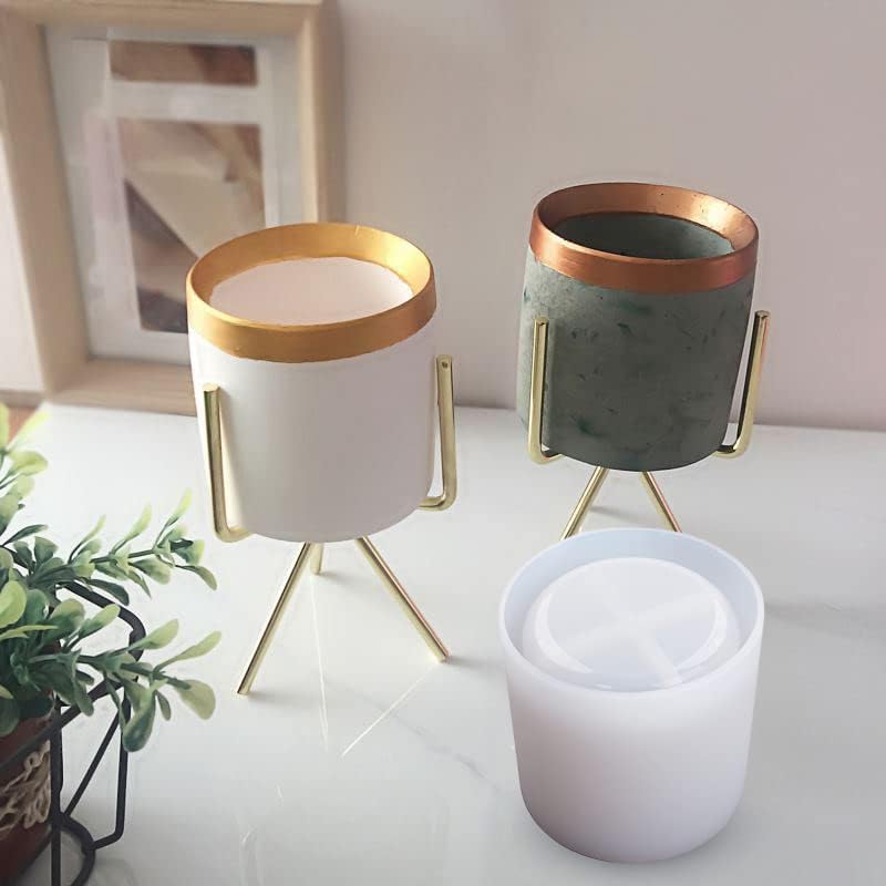 Miniatura 5 de Molde redondo de resina para maceta, molde de resina cilíndrica de silicona, para bricolaje, macetas de jardinería, manualidades, decoración del