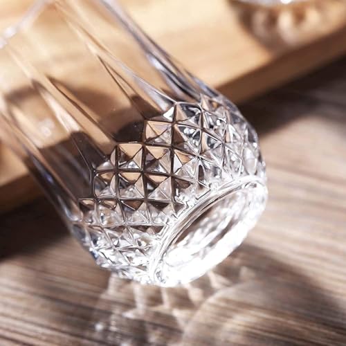 Image of bellemax 280 ML Crystal Clear Juice Glass, Drinking Glasses for Water, Juice, Soft Drinks, Mocktails, Cocktails, Elegant Diamond Cut Design Tumbler Glasses for Home, Kitchen & Dining (Set of 6)