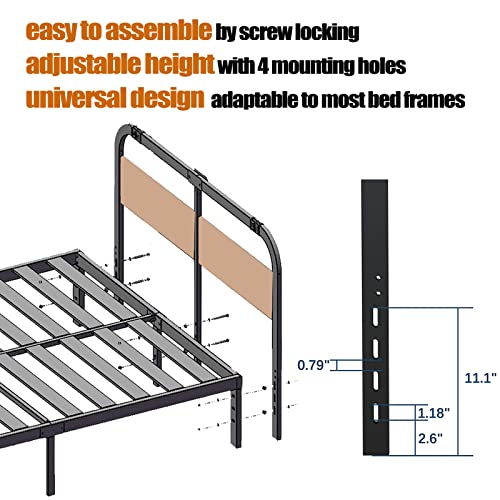 Bosrii Queen Headboards Only, Rustic Solid Wood Board With Black Metal Frame, Add On Design 40 Inches Tall And Adjustable Height, Easy Assembly #TOP4