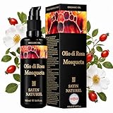 Satin Naturel Olio di Rosa Mosqueta Bio 100 ml – 100% Rosa Canina Pura Spremuta a Freddo – Olio Viso, Corpo, Massaggio & Capelli – Olio di Rosa Selvatica per Pelle Secca con Effetto Anti-Età