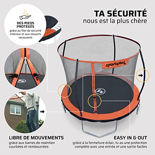 SportPlus | Trampoline pour Enfant Ø 305 & 366 cm, Cadre breveté, sécurisé grâce au Filet intérieur & à la Bordure, Trampoline extérieur Enfants & Adultes, Max 120 kg ou 150 kg – Image 4