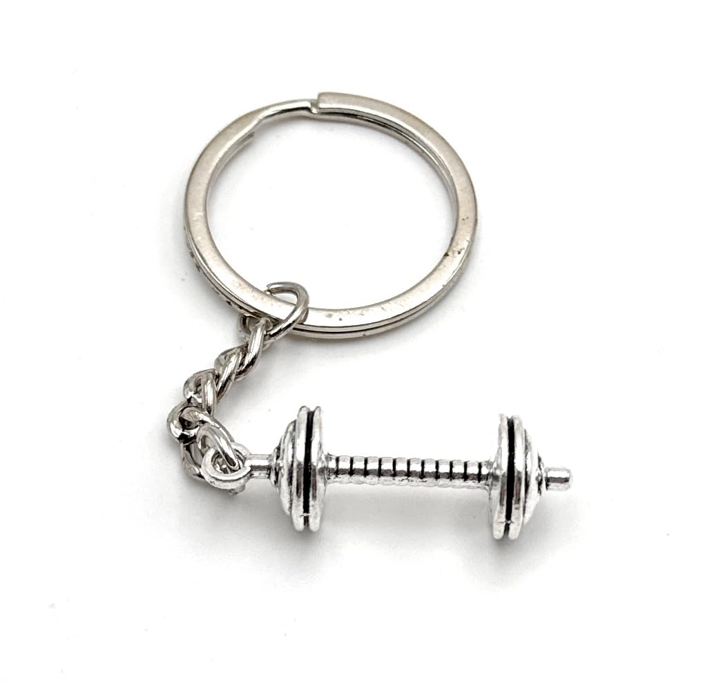 H-Customs Dumbbell Weight Sport Fitness Keychain Pendant Silver metal